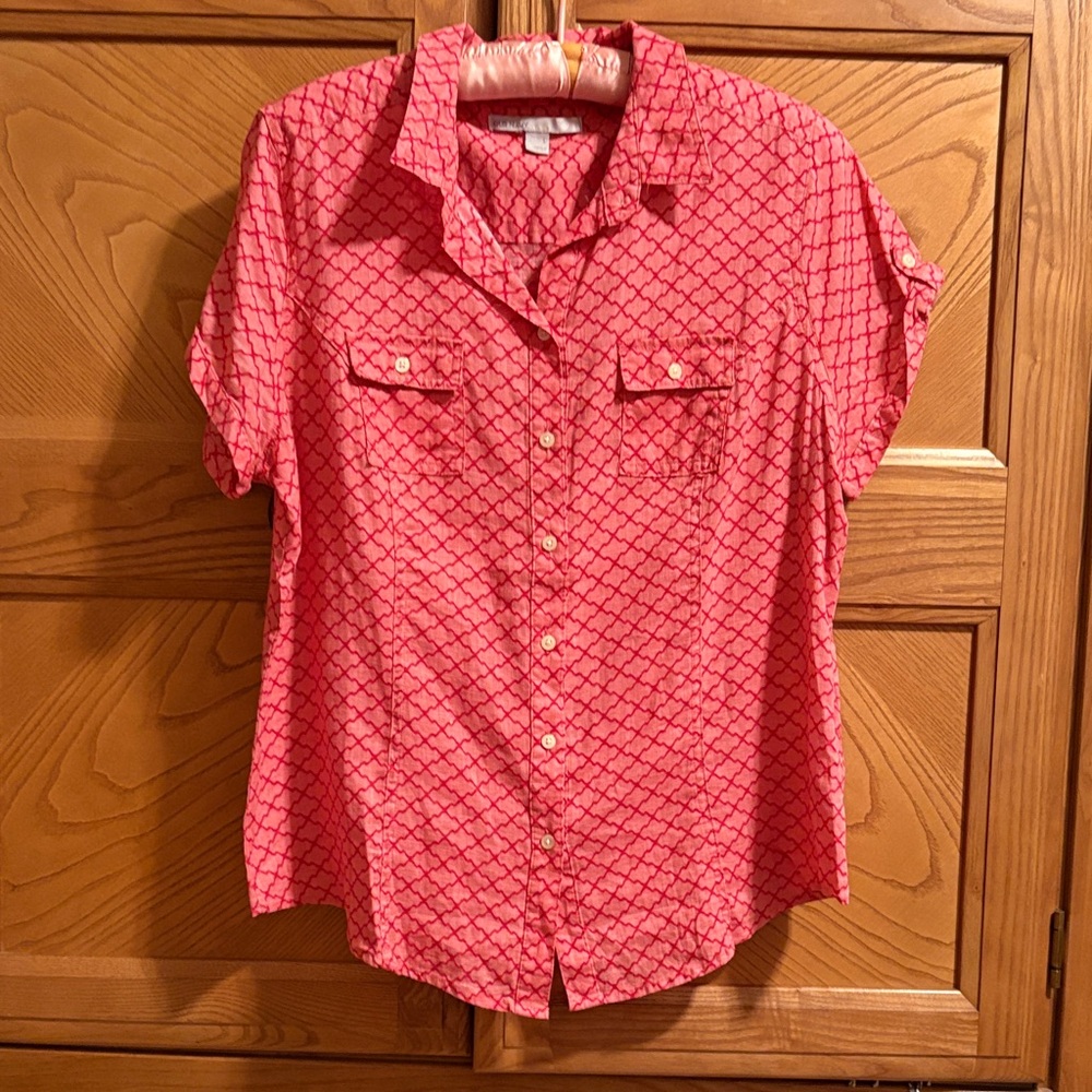 Old Navy Red Geometric Pattern Shirt